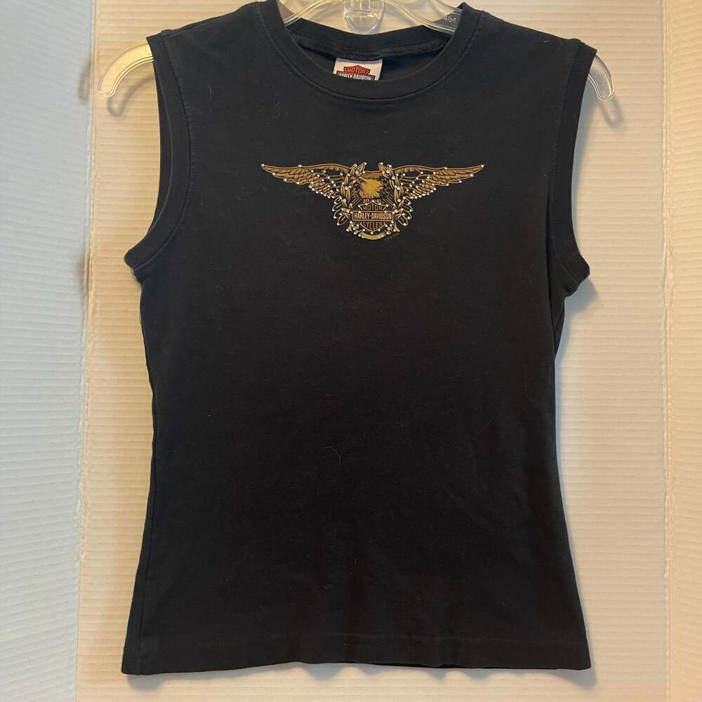 Harley-Davidson Taku Juneau Alaska Rhinestone Eagle Sleeveless Tank Top